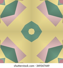 Symmetrical background element with bold geometrical patterns and stylized floral pattern. For wallpaper, pattern fills, web page background, surface textures for print and dalle production.
