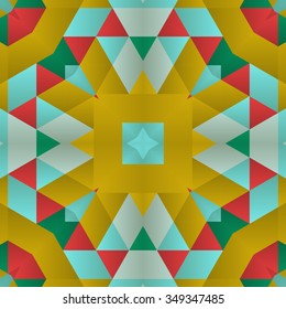 Symmetrical background element with bold geometrical patterns and stylized floral pattern. For wallpaper, pattern fills, web page background, surface textures for print and dalle production.
