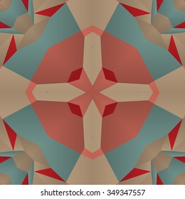 Symmetrical background element with bold geometrical patterns and stylized floral pattern. For wallpaper, pattern fills, web page background, surface textures for print and dalle production.