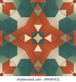 Symmetrical background element with bold geometrical patterns and stylized floral pattern. For wallpaper, pattern fills, web page background, surface textures for print and dalle production.