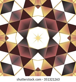 Symmetrical background element with bold geometrical patterns and stylized floral pattern. For wallpaper, pattern fills, web page background, surface textures for print and dalle production.