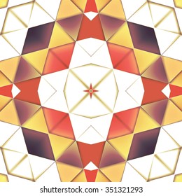 Symmetrical background element with bold geometrical patterns and stylized floral pattern. For wallpaper, pattern fills, web page background, surface textures for print and dalle production.