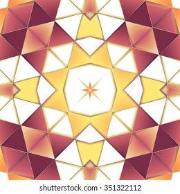 Symmetrical background element with bold geometrical patterns and stylized floral pattern. For wallpaper, pattern fills, web page background, surface textures for print and dalle production.