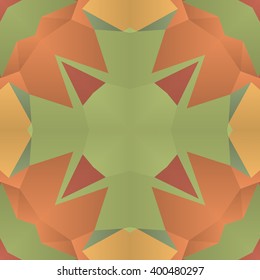 Symmetrical background element with bold geometrical patterns and stylized floral pattern. For wallpaper, pattern fills, web page background, surface textures for print and dalle production.