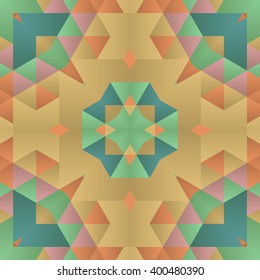 Symmetrical background element with bold geometrical patterns and stylized floral pattern. For wallpaper, pattern fills, web page background, surface textures for print and dalle production.