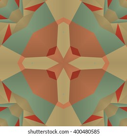 Symmetrical background element with bold geometrical patterns and stylized floral pattern. For wallpaper, pattern fills, web page background, surface textures for print and dalle production.