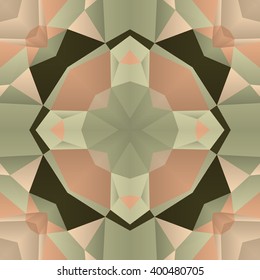 Symmetrical background element with bold geometrical patterns and stylized floral pattern. For wallpaper, pattern fills, web page background, surface textures for print and dalle production.