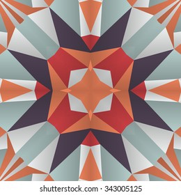 Symmetrical background element with triangles in form of stylized floral pattern. For wallpaper, pattern fills, web page background, surface textures for print production.