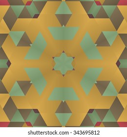 Symmetrical background element with triangles in form of stylized floral pattern. For wallpaper, pattern fills, web page background, surface textures for print and dalle production.