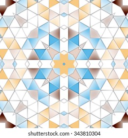 Symmetrical background element with triangles in form of stylized floral pattern. For wallpaper, pattern fills, web page background, surface textures for print and dalle production.