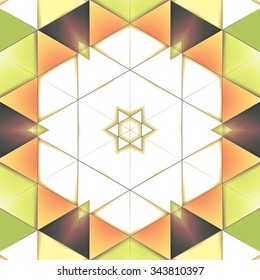 Symmetrical background element with triangles in form of stylized floral pattern. For wallpaper, pattern fills, web page background, surface textures for print and dalle production.