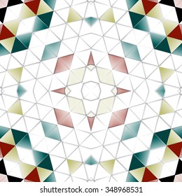 Symmetrical background element with triangles in form of stylized floral pattern. For wallpaper, pattern fills, web page background, surface textures for print and dalle production.