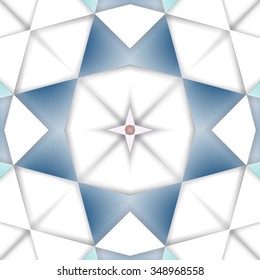Symmetrical background element with triangles in form of stylized floral pattern. For wallpaper, pattern fills, web page background, surface textures for print and dalle production.