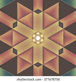 Symmetrical background element with triangles in form of stylized floral pattern. For wallpaper, pattern fills, web page background, surface textures for print and dalle production.