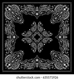 Symmetrical bandana decorative ornament with paisley elements