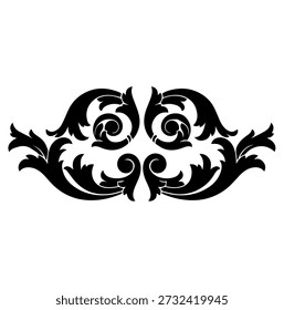 Rolagem barroca preta simétrica para bordas decorativas e enfeites de design vintage