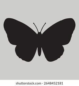 Symmetrical Black Butterfly Silhouette with Rounded Wings and a Slender Body, Catching the Eye