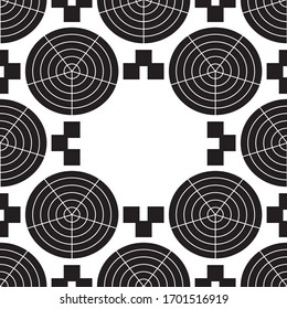Symmetrische schwarze Kreise bilden Rahmen für Nachrichten oder Logo-Zeichen. Vintage Hypnotist schwarze Formen für den Druck.