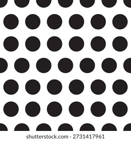 Patrón de punto negro simétrico sobre fondo de Vector sin costuras blanco, clásico para un uso versátil del Diseño gráfico.