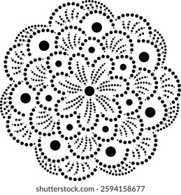Symmetrical Black Dotted Geometric Floral Design pattern, can be used as a decorative element, cushion or embroidery pattern or to create repetitive patterns for fabric, carpet, curtain, wallpaper etc