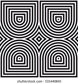 Symmetrical black figures abstract on white background. Decorative grill panel motif. Surface pattern with symmetric geometric ornament. Digital paper for design, textile print. Vector illustration