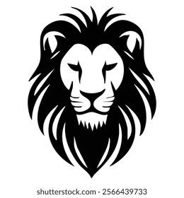 Symmetrical Black and White Lion Illustration for Eye-Catching Logos and T-Shirts