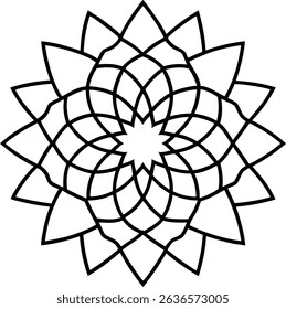 Symmetrical Black and White Mandala Design for Decoration