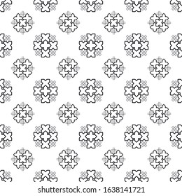 Symmetrical black and white seamless pattern. Geometrically correct background. Simple pattern.