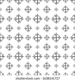 Symmetrical black and white seamless pattern. Geometrically correct background. Simple pattern.