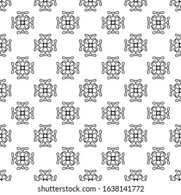 Symmetrical black and white seamless pattern. Geometrically correct background. Simple pattern.