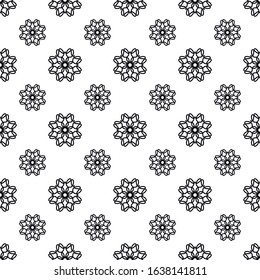 Symmetrical black and white seamless pattern. Geometrically correct background. Simple pattern.