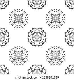 Symmetrical black and white seamless pattern. Geometrically correct background. Simple pattern.