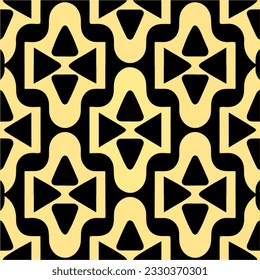 Symmetrical black and yellow pattern resembling a Sierpinski gasket on a black background, reminiscent of Aizome textile patterns.