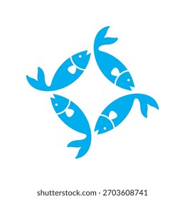 Símbolo Simétrico Blue Fish Circle Ícone de símbolo do vetor de estoque plano design