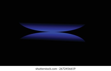 Symmetrical Blue Gradient Arcs Reflected on Black Background abstract