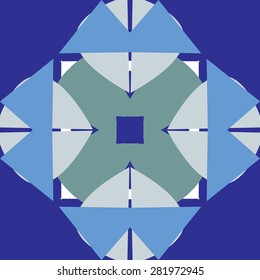 Symmetrical blue and gray tile shape background