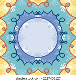 Symmetrical blue and yellow elegant vector cover background with copy space for website or social media post backdrop wallpaper.