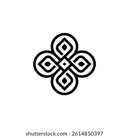 Symmetrical Botanical Emblem with Leaf Motif