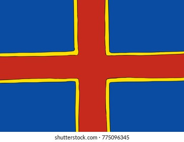 Symmetrical centered version of a Nordic Cross flag representing Ahvenanmaa