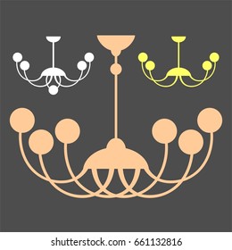 symmetrical chandelier with balls on grey background