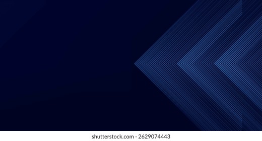 Symmetrical Chevron Lines Gradient Background in Dark Navy Blue with Subtle Light Blue Tones Creating a Sophisticated and Modern Geometric Pattern. Vector Background.