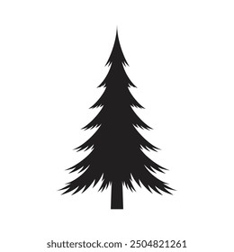Symmetrical Christmas tree silhouette with evenly spaced branches and clean outlines on a white background.