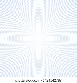 Symmetrical circle rings pattern. Concentric circles minimal line background design for posters or social media content. Blue on white pattern.