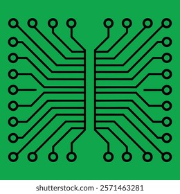 Symmetrical Circuit Board Design on a Green Background