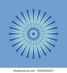 symmetrical and circular geometric abstract shapes on a blue background