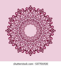 Symmetrical circular openwork ornament with hearts for Valentine's Day