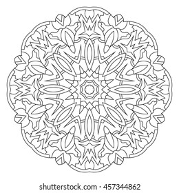 Symmetrical circular pattern mandala. Coloring page for adults. Turkish, Islamic, Oriental ornament.