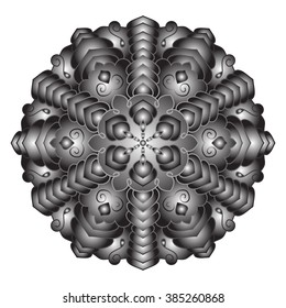 Symmetrical circular pattern mandala. Decorative ornament. 