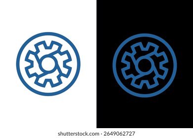 Symmetrical Cogwheel Design on Contrasting Backgrounds