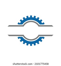 Elemento de diseño del logotipo de la rueda cognoscitiva simétrica relacionado con el servicio de máquinas, mecánicos o reparaciones